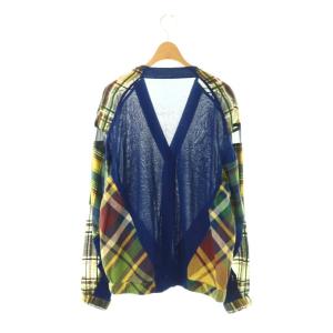sacai チェック ドッキングシアーカーディガン 切替 1 ロイヤルブルー マルチカラー /ES OS