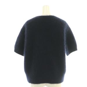 IENA 24AW fluffy ファーハーフスリーブプルオーバーニット セーター 紺 ネイビー /SS OS SH