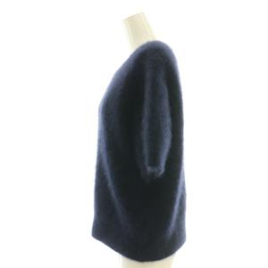 IENA 24AW fluffy ファーハーフスリーブプルオーバーニット セーター 紺 ネイビー /SS OS SH