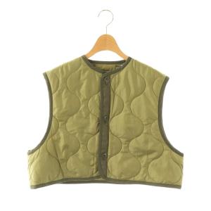 キルティングクロップドベスト OSFA カーキ