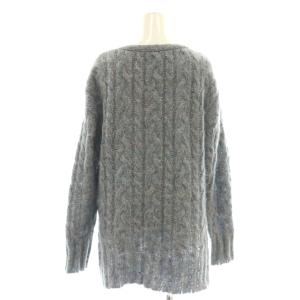 GRACE CONTINENTAL ケーブルニットカーディガン 長袖 Vネック アルパカ モヘヤ 36 青 ブルー 紫 パープル /BB SH