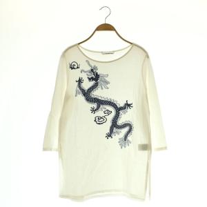 龍 カットソー Tシャツ 七分袖 38 ホワイト /HK OS