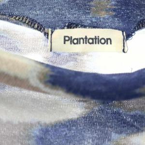 plantation 長袖カットソー Tシャツ 柄 M マルチカラー 紺 ネイビー グレー /SS OS