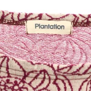 plantation 長袖カットソー Tシャツ 柄 M 紫 パープル オフホワイト /SS OS