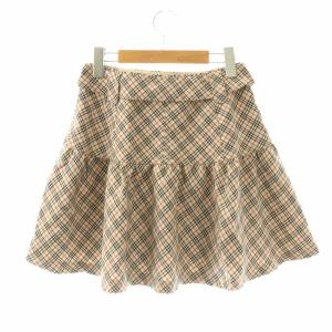 BURBERRY BLUE LABEL チェック スカート ミニ ベルト付き 36 ベージュ /HK OS