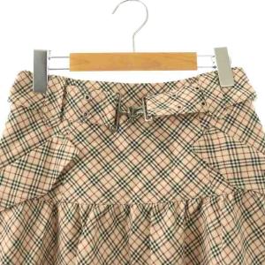 BURBERRY BLUE LABEL チェック スカート ミニ ベルト付き 36 ベージュ /HK OS