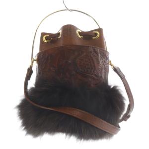 GRACE CONTINENTAL Carving Tribes Josefa ファー バッグ ショルダーバッグ 茶色 ブラウン /SR