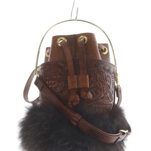 GRACE CONTINENTAL Carving Tribes Josefa ファー バッグ ショルダーバッグ 茶色 ブラウン /SR
