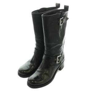 Gianvito Rossi エンジニアブーツ ミドル ロング レザー 37 黒 ブラック /SS OS