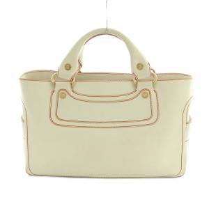 CELINE ブギーバッグ ハンドバッグ レザー バイカラー 白 オレンジ /MI OS OH