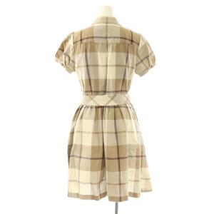 BURBERRY BLUE LABEL チェック 半袖ワンピース 膝丈 38 ベージュ /HK OS