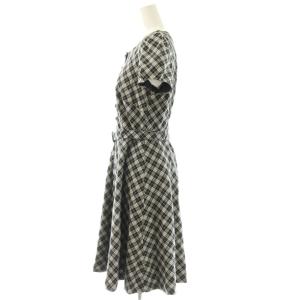 BURBERRY BLUE LABEL チェック フレンチスリーブ ワンピース 半袖 膝丈 38 黒 白 グレー /NR OS