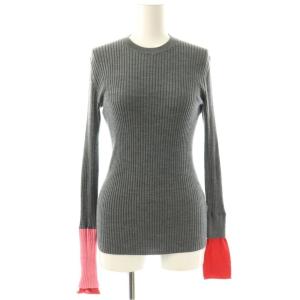 LAYERD RIB PULLOVER ニット カットソー 長袖 38 グレー レッド ピンク /DO