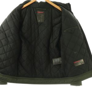 PRADA sport ダウンジャケット ラムレザー 48 ダークグリーン ブラック SGH269