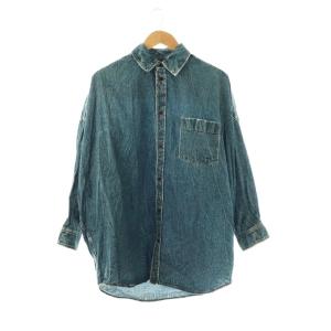 転写プリント長袖デニムシャツ XS インディゴ 641434