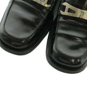 PRADA ロゴプレートローファー スクエアトゥ 36.5 23.5cm 黒 /MI OS