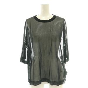 Sheer T-shirt シアーTシャツ 半袖 シースルー クルーネック 無地 ワンカラー F 黒 ブラック
