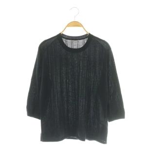 Cashmere Silk Knit Pullover 七分袖 ストライプ F ネイビー /MY OS