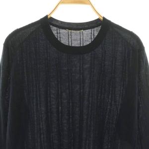 L'Appartement Cashmere Silk Knit Pullover 七分袖 ストライプ F ネイビー /MY OS