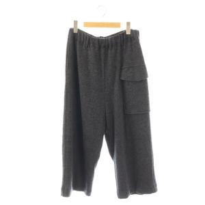 PL44JF329 ウールリネン混イージーパンツ ニット ワイド クロップド リネン混 2 チャコール