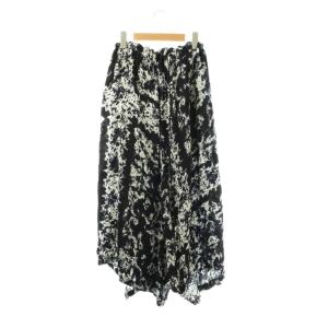 Y's YOHJI YAMAMOTO 総柄ラップスカート サルエルパンツ サテン 2 ネイビー /MY OS