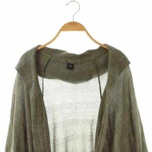 Y's YOHJI YAMAMOTO チェックフードボレロ カーディガン 半袖 ニット 2 グレージュ /MY