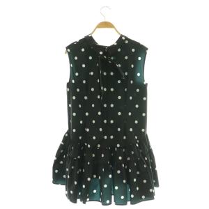 Apuweiser-riche 24SS ロールカラーチュニックブラウス シャツ ノースリーブ ドット柄 2 黒 ブラック /BB