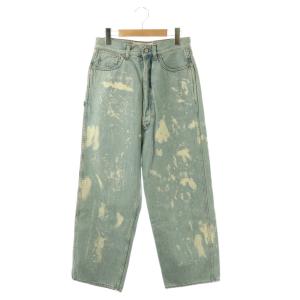 ペイントデニムパンツ ジーンズ ワイド ボタンフライ 27 ライトブルー ホワイト GWP00107 /CX