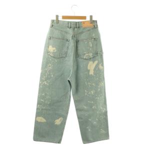 GOLDEN GOOSE ペイントデニムパンツ ジーンズ ワイド ボタンフライ 27 ライトブルー ホワイト GWP00107 /CX