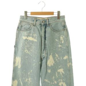 GOLDEN GOOSE ペイントデニムパンツ ジーンズ ワイド ボタンフライ 27 ライトブルー ホワイト GWP00107 /CX