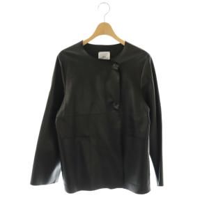 シープレザー ノーカラージャケット ブラック