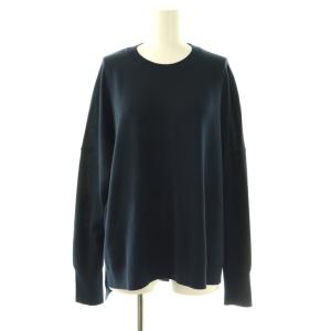 SIDE SLIT KNIT サイドスリットニット セーター 長袖 ワイド ウール ネイビー /MY OS