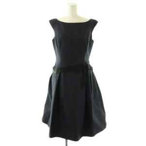 Ribbon Dress ワンピース シルク 40 ネイビー