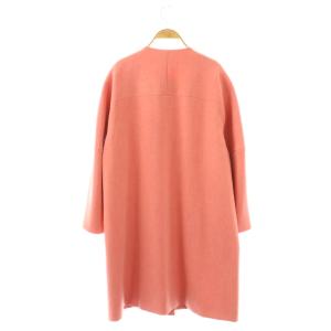 theory luxe COSIMO BOLA コクーンシルエットミドルコート ノーカラー ジップアップ 38 ピンク /CX
