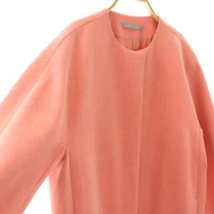 theory luxe COSIMO BOLA コクーンシルエットミドルコート ノーカラー ジップアップ 38 ピンク /CX