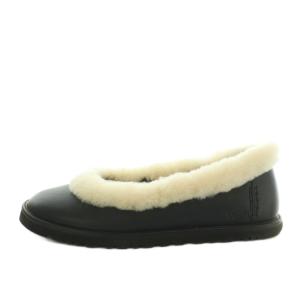 UGG australia ZORA LEATHER BALLET FLAT US6 ブラック アイボリー