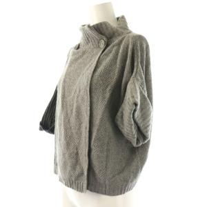 Max Mara Studio MaxMaraStudio スタジオ 半袖 ニットジャケット カシミヤ混 M グレー /HK OS