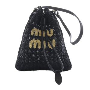 miumiu ウーブンファブリック ミニバッグ ブラック