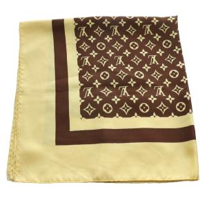 LOUIS VUITTON モノグラム シルクスカーフ 黄色 イエロー 茶 ブラウン /SS OS OH