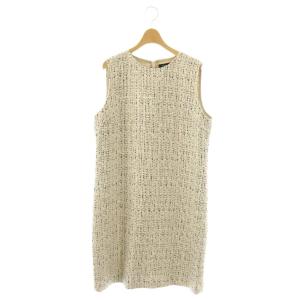 HATCH TWEED EASY SHIFT DR ワンピース ロング ノースリーブ 10 アイボリー