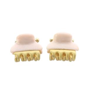 acca べっ甲柄 ラインストーン ミニモクリップ ヘアクリップ 2点セット ピンク ゴールド色 /SR SH