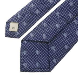 BURBERRY ネクタイ シルク ネイビー ロゴ総柄