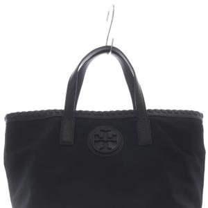 TORY BURCH ナイロン レザー ハンドバッグ トートバッグ 黒 ブラック /SR