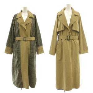 REVERSIBLE TRENCH COAT リバーシブルトレンチコート ロング チェック 切替 ベルト付