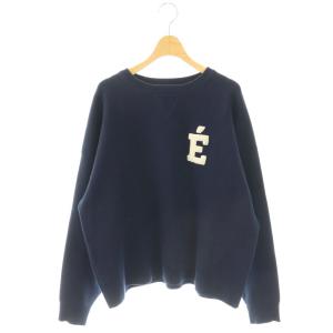 サガラ刺繍スウェットライクニット セーター ネイビー ホワイト /ES OS