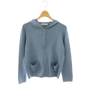 クチュール COUTURE 九分袖ジップアップニットパーカー カーディガン 長袖 フード 36 ブルーグレー