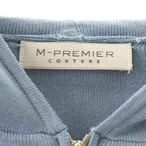 M-Premier クチュール COUTURE 九分袖ジップアップニットパーカー カーディガン 長袖 フード 36 ブルーグレー