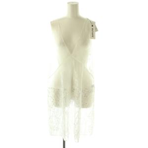 25AW レースチュニック F 白 ホワイト ノースリーブ Vネック スパンコール ビーズ /AZ