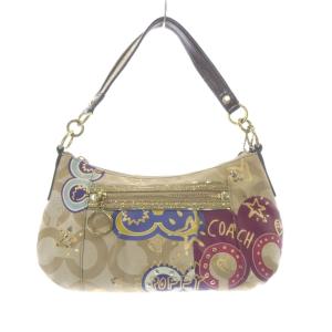 COACH ポピー オプアート キャンバス ワンショルダーバッグ ベージュ 茶色 ブラウン F15309 /SR