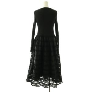 UNITED ARROWS ニット ドッキングワンピース ロング ブラック /DF OS